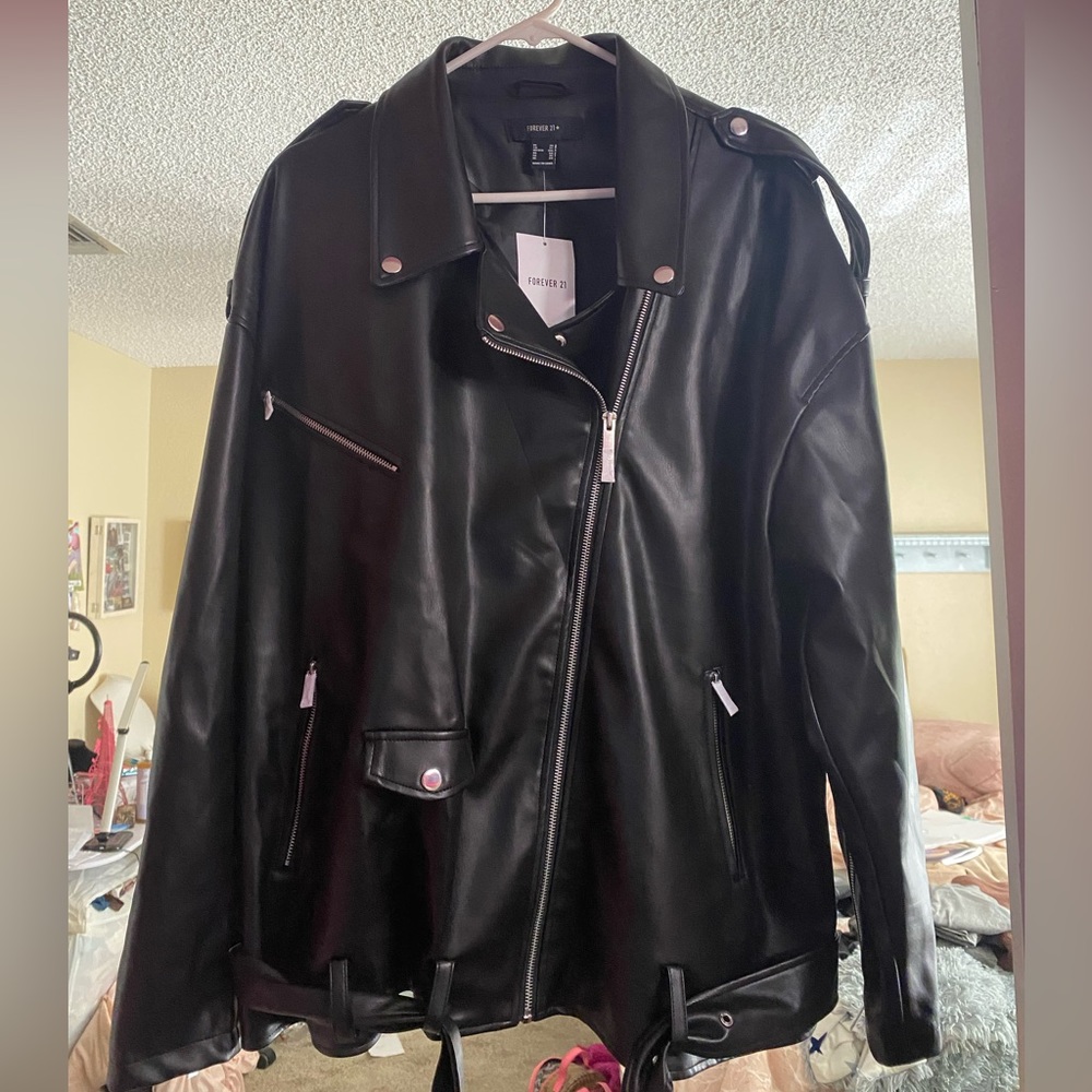 Forever 21 faux leather moto jacket size 3x